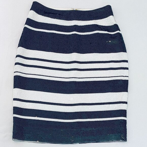 Kate Spade sequins pencil skirt Womens Size 2 black white stripe party evening - Picture 3 of 12